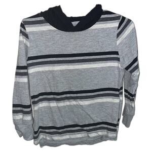 Okie Dokie Striped Hooded Long Sleeve T-Shirt Toddler Size 3T Black Grey